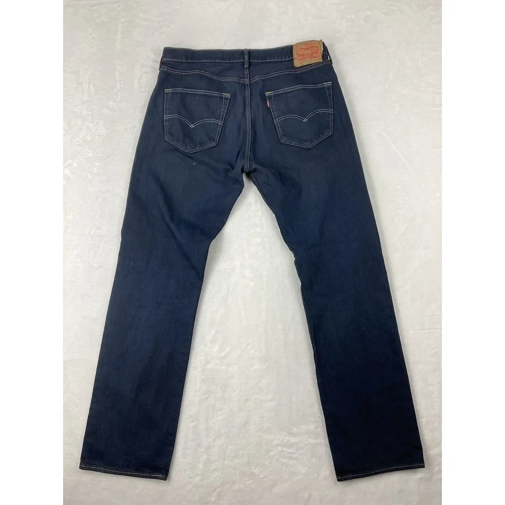 Levi's 501 Button Fly‎ Denim Jeans Mens Blue Dark Wash 36x34 (35x33 Measured)